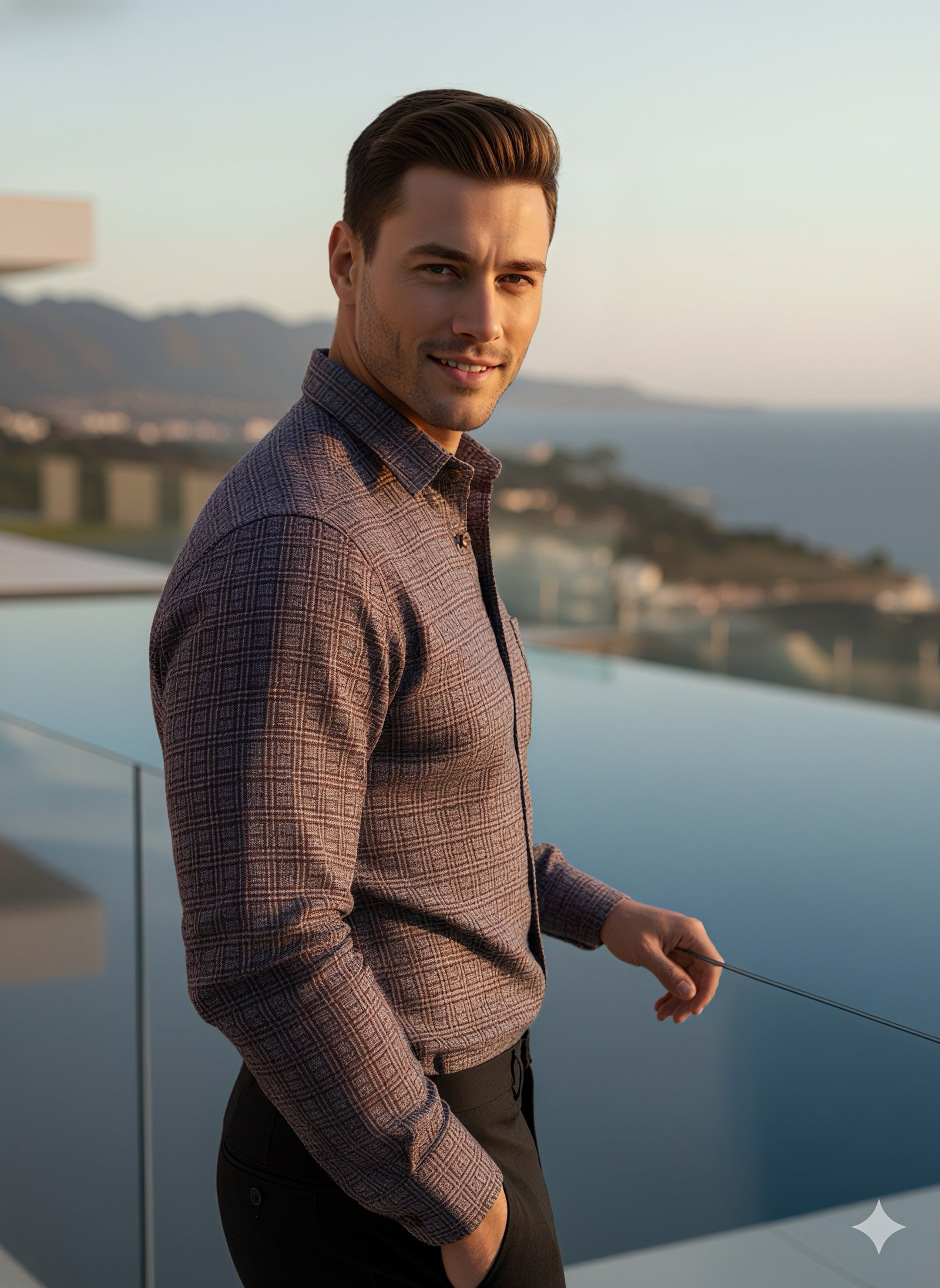 KENTO CLUB Premium Maroon Geometric Printed Men’s Shirt | Cotton Blend Stylish Office & Casual Wear